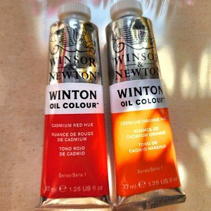 WINTON OIL COLOUR, CADMIUM RED HUE, CADMIUM ORANGE HUE.